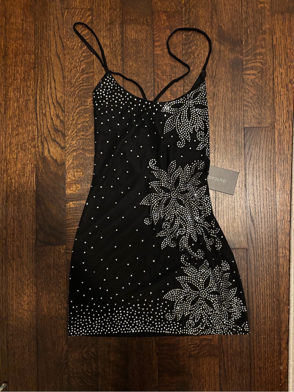NWT Outcast Black sparkly dress with floral design